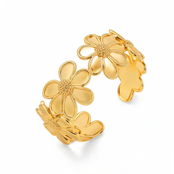 Gold_Alloy_Floral_Cuff_Bracelet_For_Women