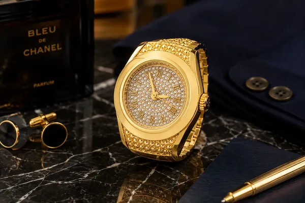 Gold_Alloy_Crystal_Studded_Ring__Watch_For_Women