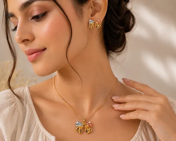Gold_Tone_Bow_Charm_Jewellery_Set_for_Women