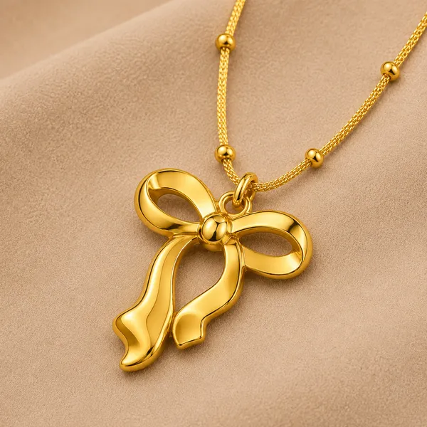 Gold_Tone_Bow_Pendant_Necklace_for_Women