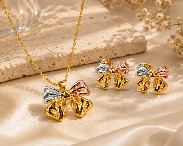 Gold_Tone_Bow_Charm_Jewellery_Set_for_Women