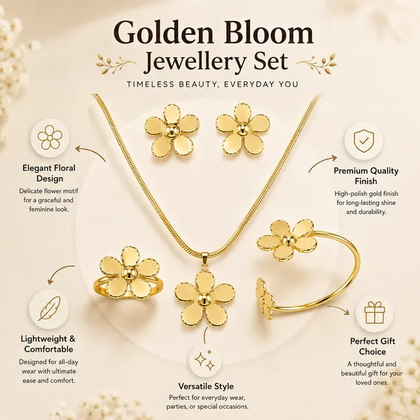 Gold_Alloy_Five_Petal_Floral_Jewellery_Set_For_Women