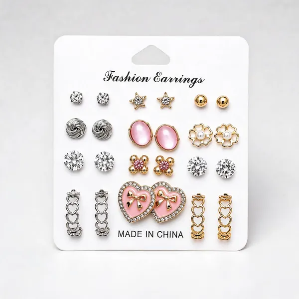 Rose_Gold_Alloy_Assorted_Multicolour_Stud_Earrings_Set_Of_12_For_Women