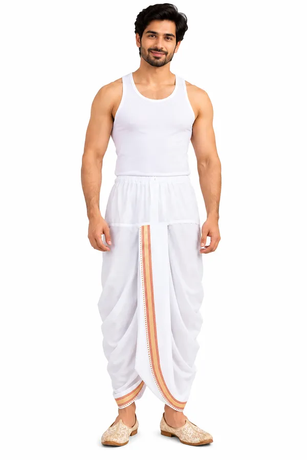 Bengal_Creations_Men's_White_Dhoti_with_Red_and_Gold_Border