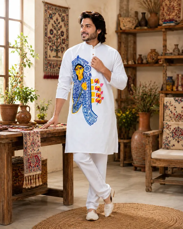 White_Cotton_Kurta_For_Men