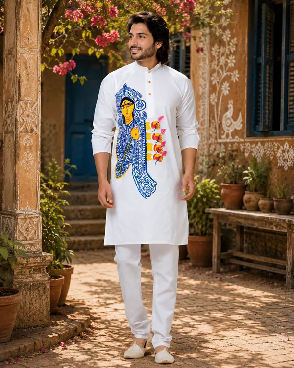 White_Cotton_Kurta_For_Men