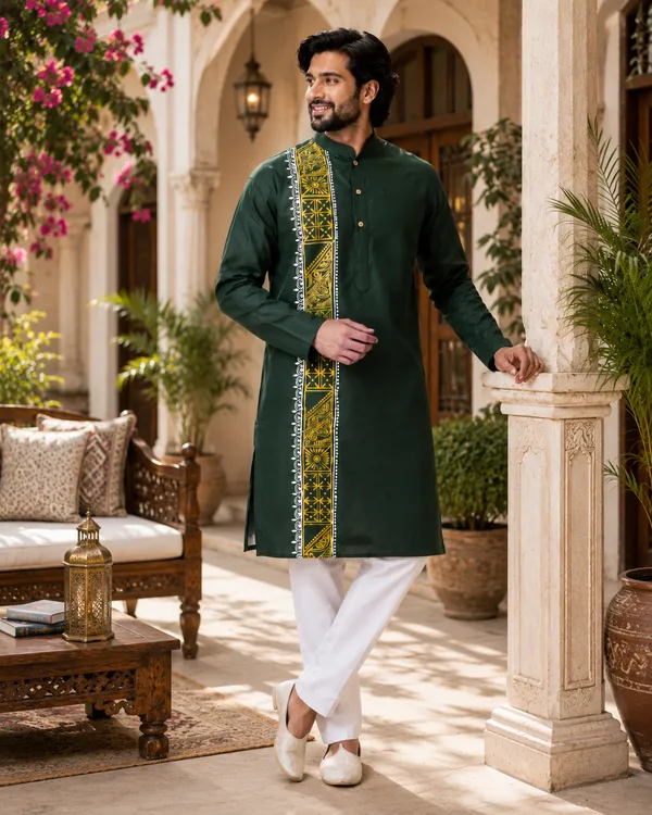 Green_Cotton_Kurta_For_Men