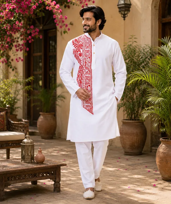 White_Cotton_Kurta_For_Men