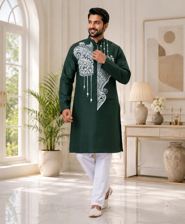 Green_Cotton_Kurta_For_Men