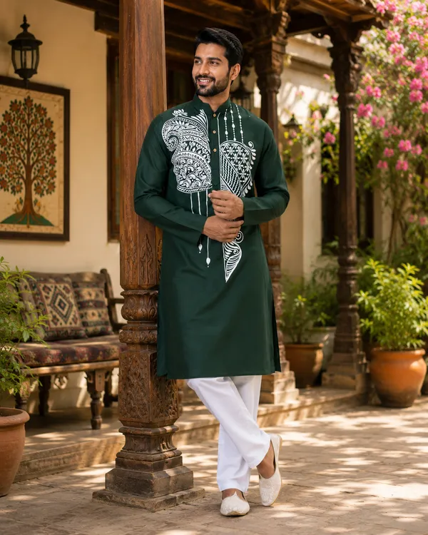 Green_Cotton_Kurta_For_Men