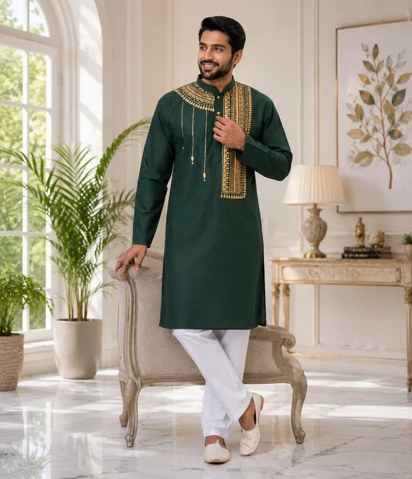 Green_Cotton_Kurta_For_Men