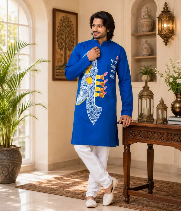 Blue_Cotton_Kurta_For_Men