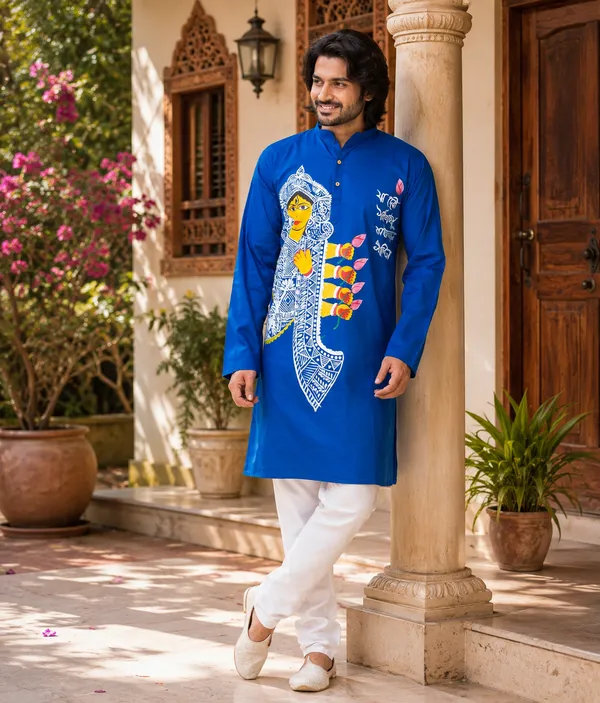 Blue_Cotton_Kurta_For_Men