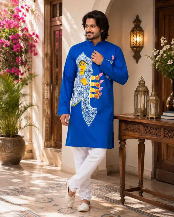 Blue_Cotton_Kurta_For_Men