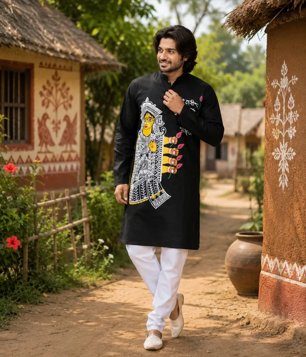 Black_Cotton_Kurta_For_Men