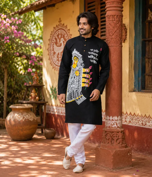 Black_Cotton_Kurta_For_Men