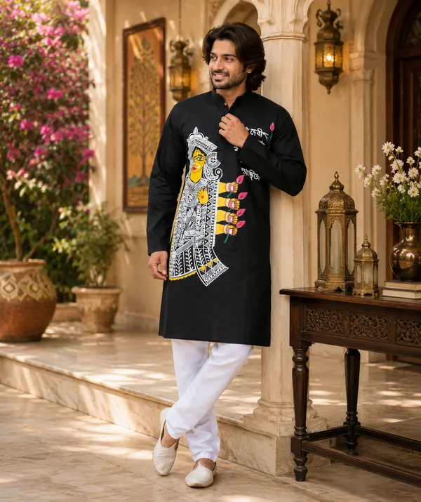 Black_Cotton_Kurta_For_Men