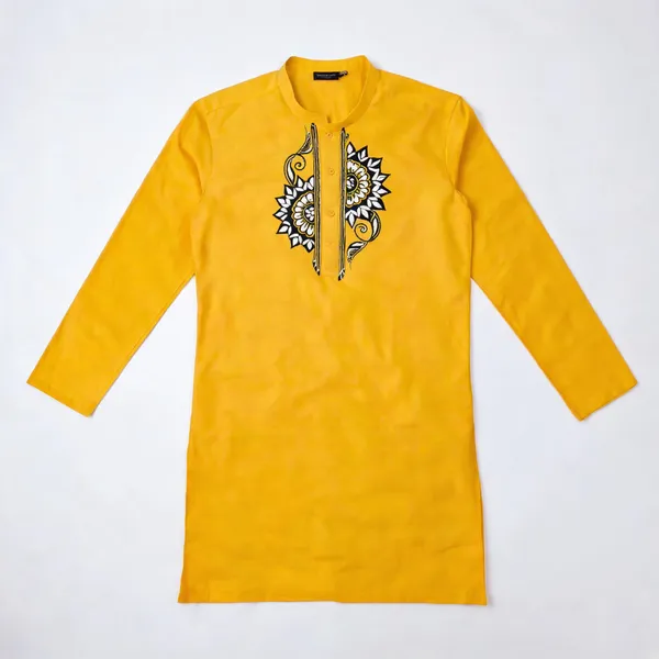 Yellow_Cotton_Kurta_For_Men