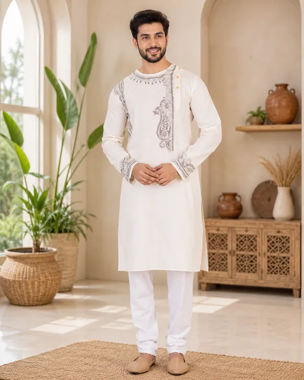 Off_White_Cotton_Kurta_For_Men