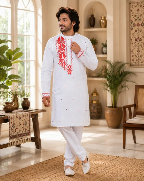 White_Cotton_Kurta_For_Men