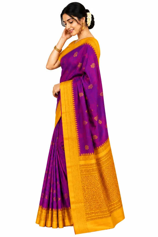 Ilkal_Silk_Saree_for_Women_–_Rich_Purple_with_Mustard_Yellow_Zari_Border,_Traditional_Buti_Motifs_&_Designer_Pallu