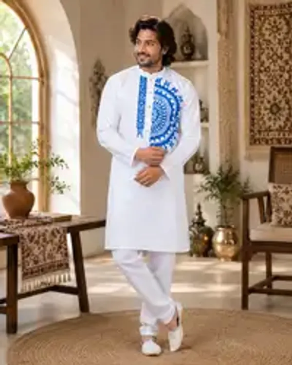 White_Cotton_Kurta_For_Men