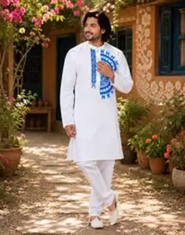 White_Cotton_Kurta_For_Men