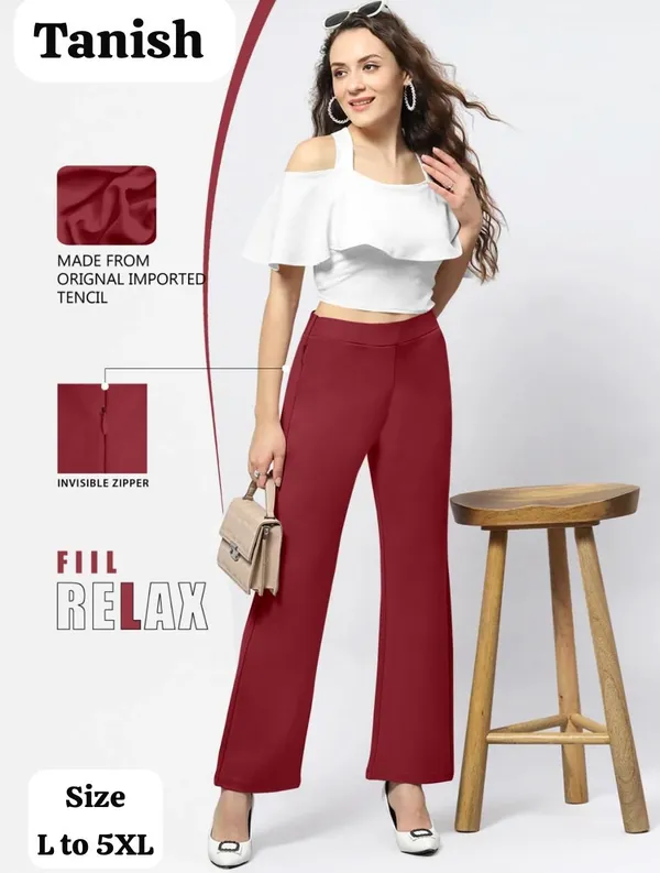 Maroon_Tencel_Flared_Pants_for_Women