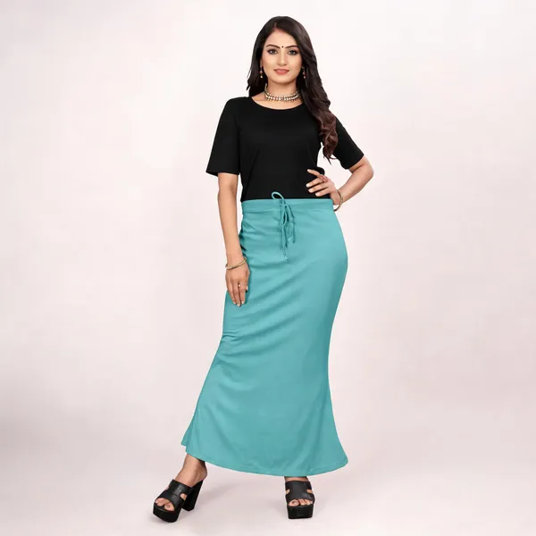 Turquoise_Lycra_Cotton_Flared_Maxi_Skirt_For_Women