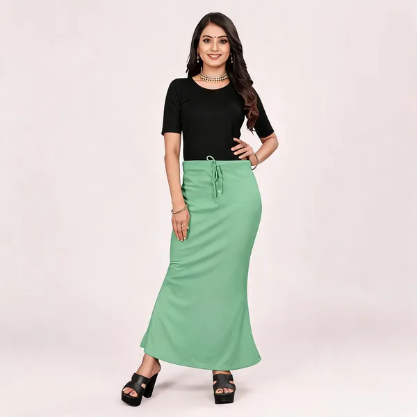 Green_Lycra_Cotton_Drawstring_Maxi_Skirt_For_Women