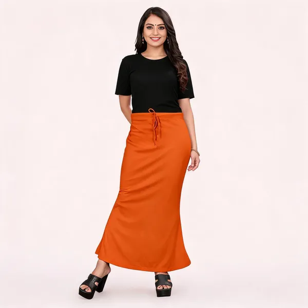 Orange_Lycra_Cotton_Flared_Maxi_Skirt_For_Women