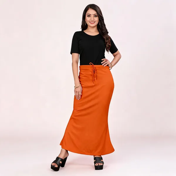 Orange_Lycra_Cotton_Flared_Maxi_Skirt_For_Women