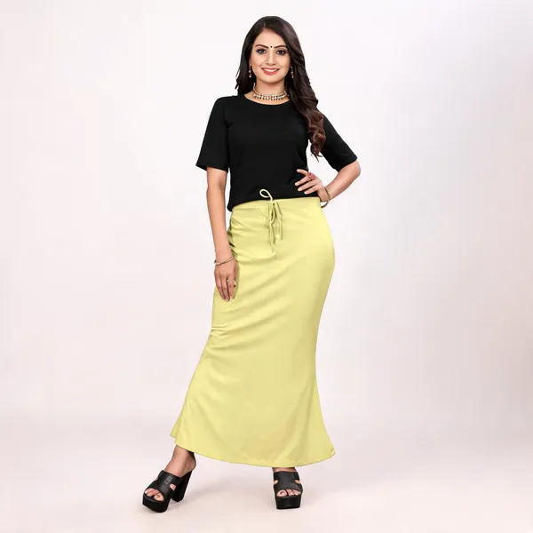 Yellow_Lycra_Cotton_Drawstring_Maxi_Skirt_For_Women