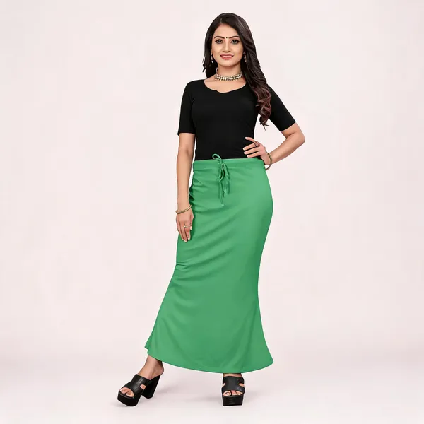 Green_Lycra_Cotton_Flared_Maxi_Skirt_For_Women