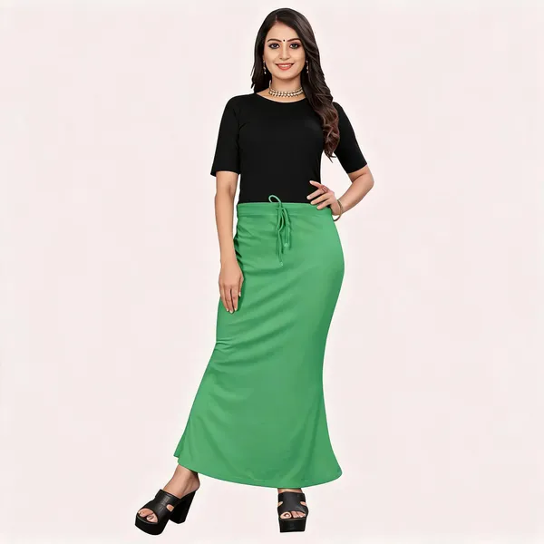 Green_Lycra_Cotton_Flared_Maxi_Skirt_For_Women