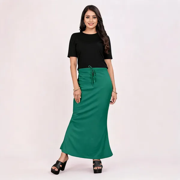 Green_Lycra_Cotton_Flared_Maxi_Skirt_For_Women