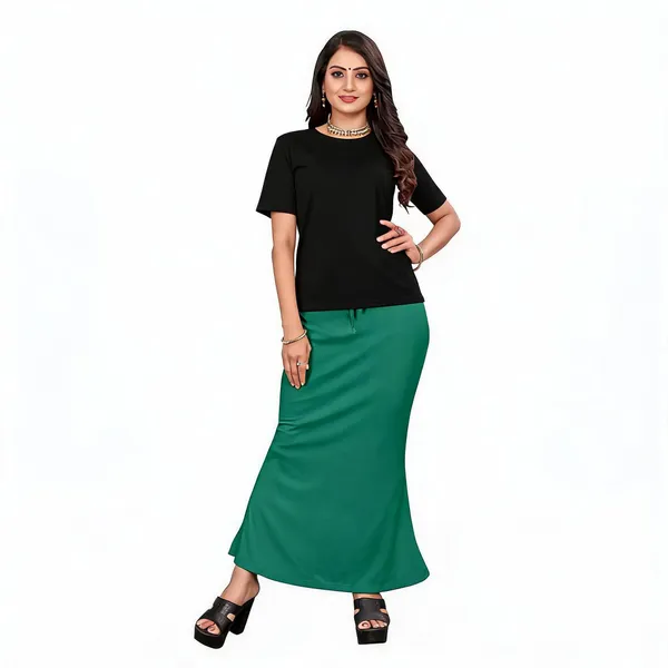 Green_Lycra_Cotton_Flared_Maxi_Skirt_For_Women