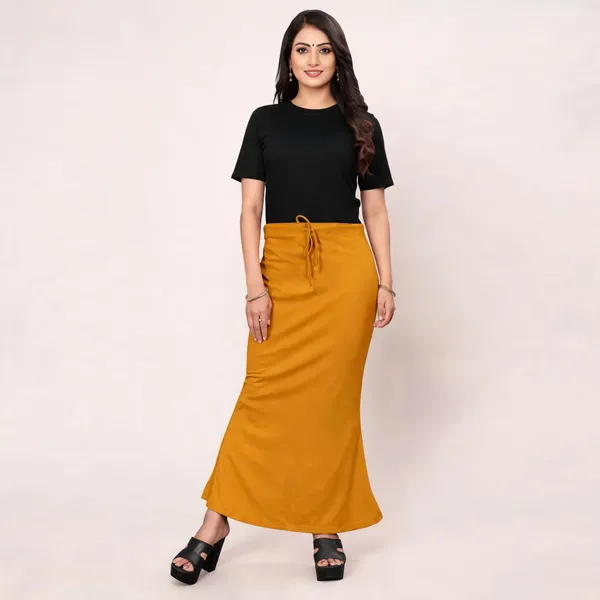 Mustard_Lycra_Cotton_Drawstring_Maxi_Skirt_For_Women