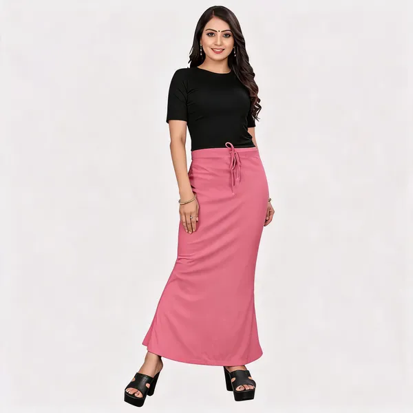 Pink_Lycra_Cotton_Drawstring_Maxi_Skirt_For_Women