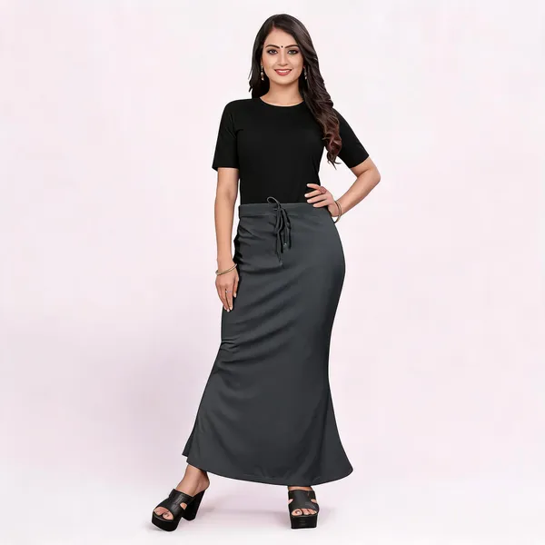 Dark_Grey_Lycra_Cotton_Drawstring_Maxi_Skirt_For_Women