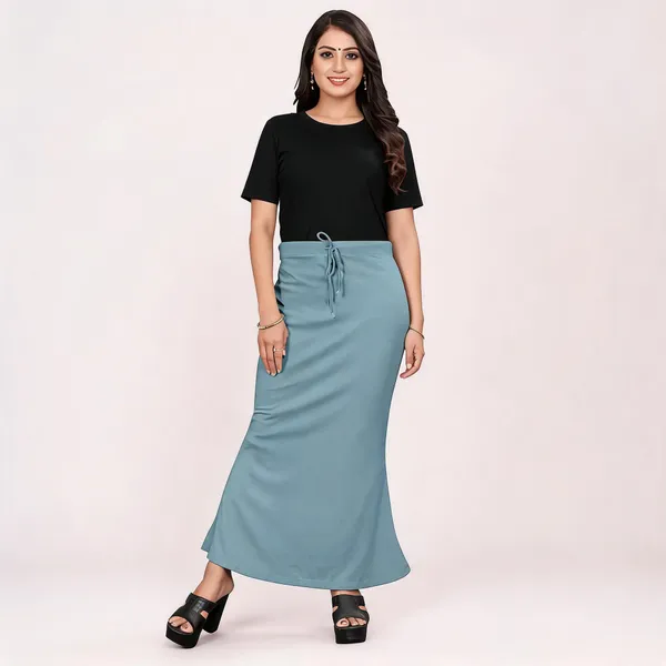 Bluish_Grey_Lycra_Cotton_Drawstring_Maxi_Skirt_For_Women