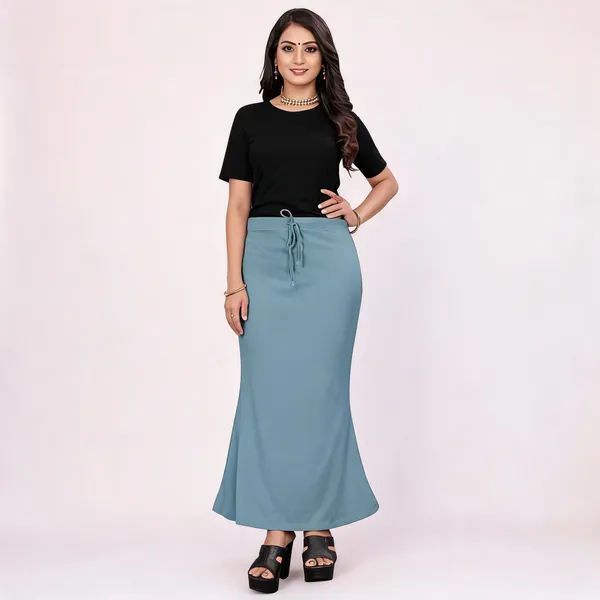 Bluish_Grey_Lycra_Cotton_Drawstring_Maxi_Skirt_For_Women