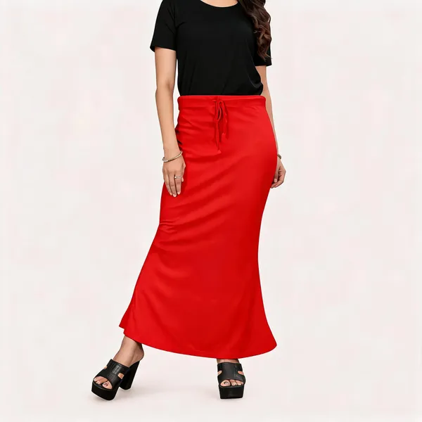 Red_Lycra_Cotton_Drawstring_Maxi_Skirt_For_Women
