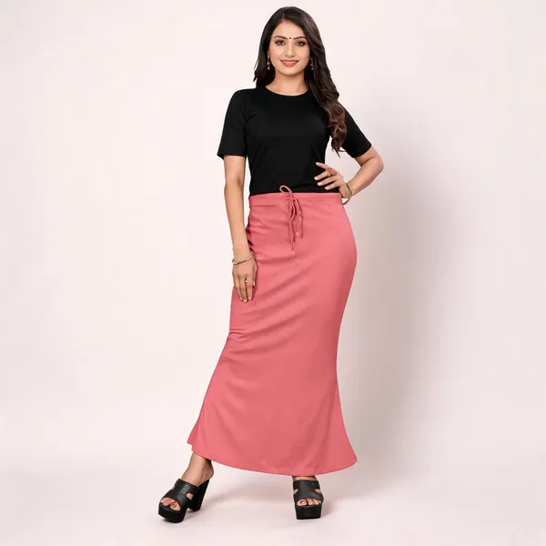 Pink_Lycra_Cotton_Drawstring_Maxi_Skirt_For_Women