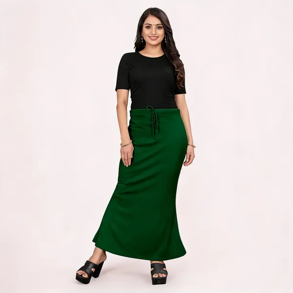 Green_Lycra_Cotton_Drawstring_Maxi_Skirt_For_Women
