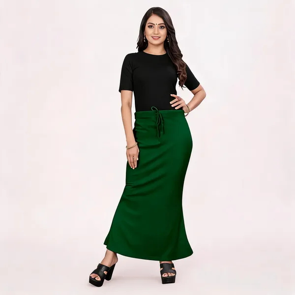 Green_Lycra_Cotton_Drawstring_Maxi_Skirt_For_Women