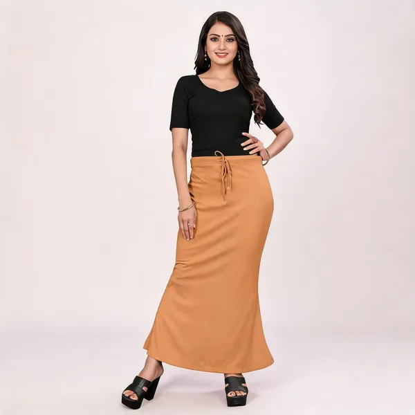 Gold_And_Beige_Lycra_Cotton_Flared_Maxi_Skirt_For_Women