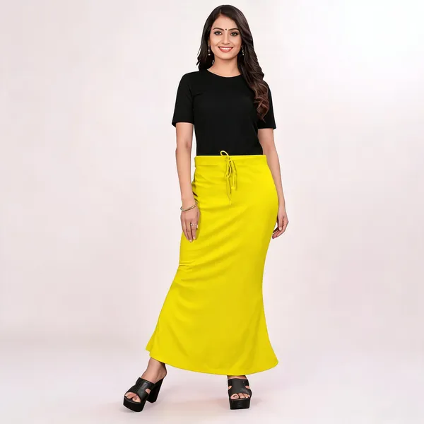 Yellow_Lycra_Cotton_Drawstring_Flared_Maxi_Skirt_For_Women