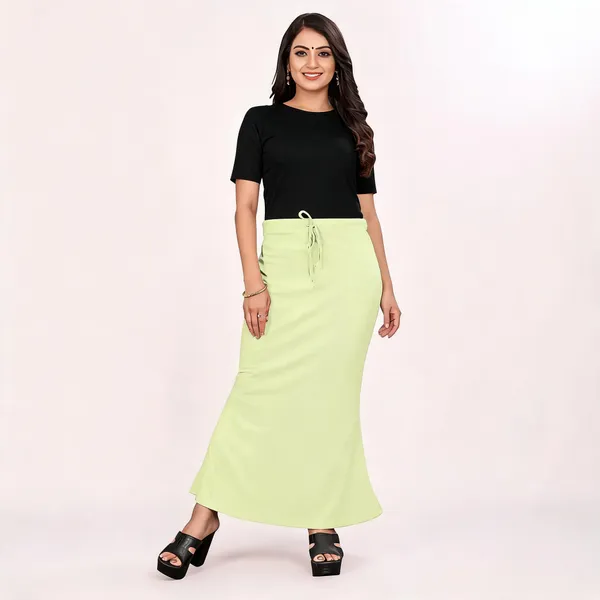 Light_Green_Lycra_Cotton_Drawstring_Flared_Maxi_Skirt_For_Women