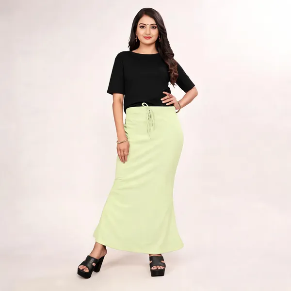 Light_Green_Lycra_Cotton_Drawstring_Flared_Maxi_Skirt_For_Women